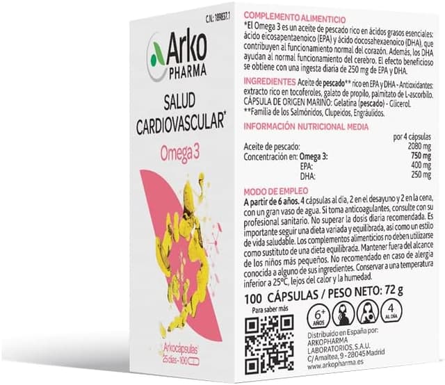 Thumbnail 1 de Arkopharma Omega 3 Cápsulas 100 - Salud Cardiovascular y Cerebro 🧠❤
