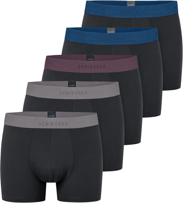Detalle de Schiesser Herren 5er-Pack Boxershorts aus Bio-Baumwolle (95/5 Organic)