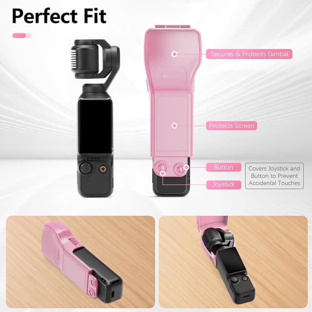 Detalle 2 de AMAZEAR custodia protettiva per DJI Osmo Pocket 3 con copriobiettivo, rigida con rivestimento morbido (rosa)