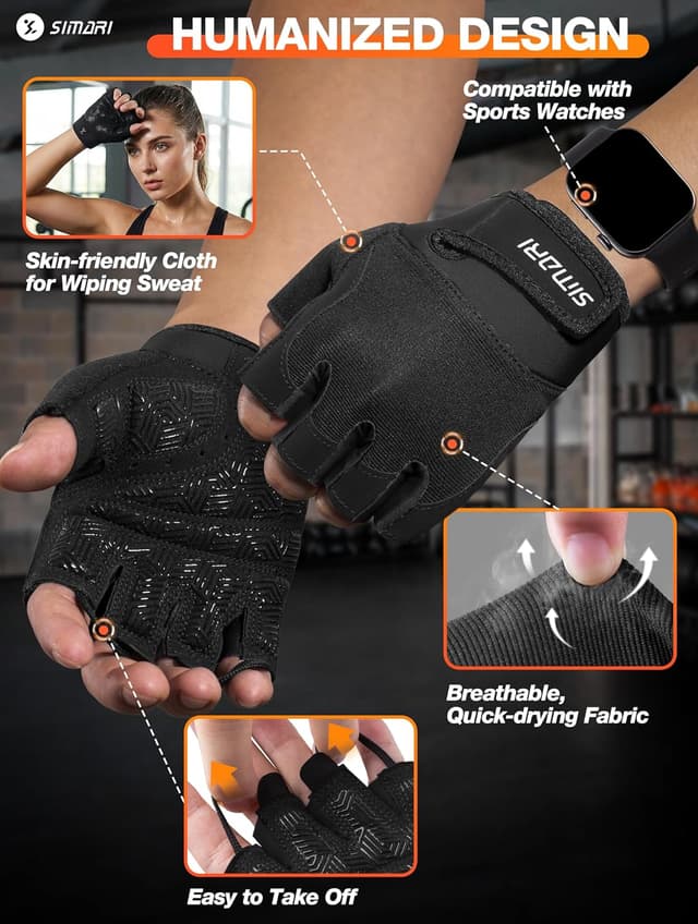 Detalle de SIMARI Breathable Workout Gloves for Men & Women (Weight Lifting, Gym, Cycling)