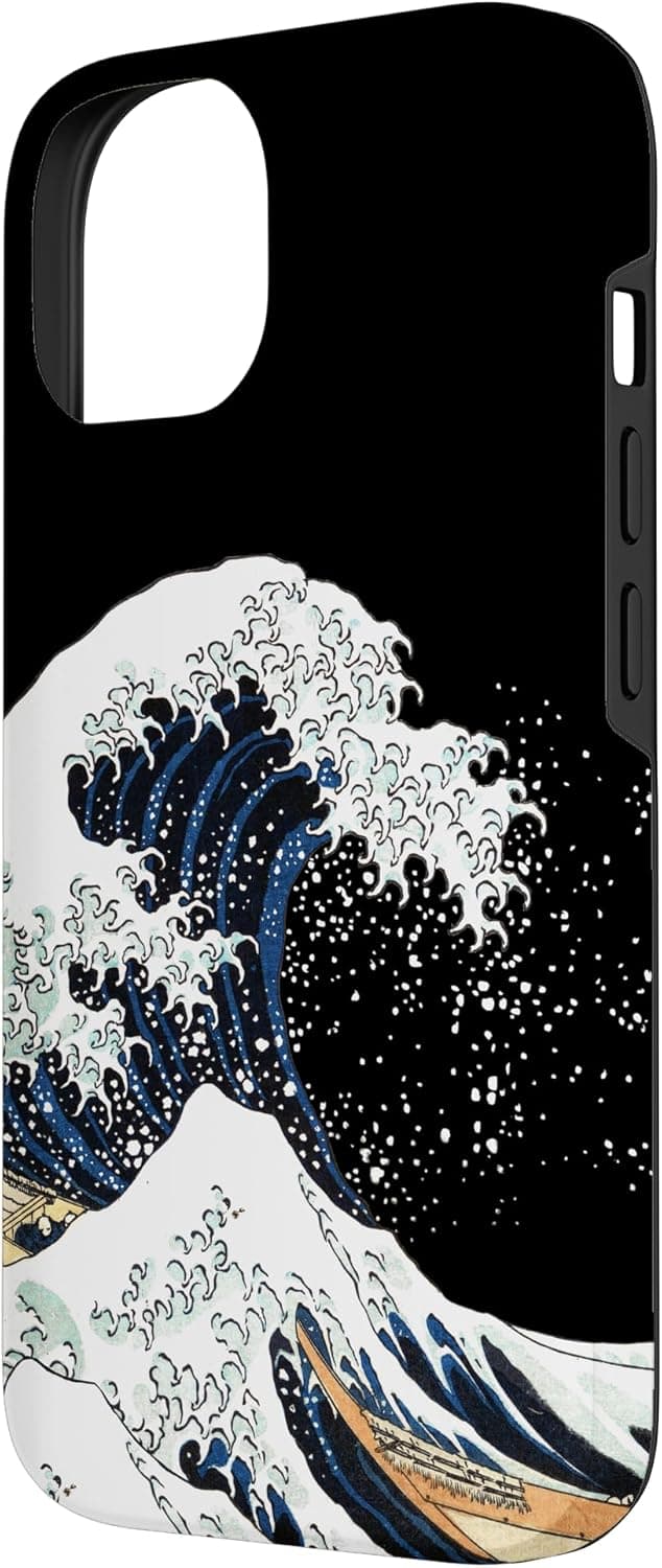 Detalle 2 de Coque iPhone 14 La Grande Vague d’art japonais de Kanagawa (Hokusai) en polycarbonate + TPU