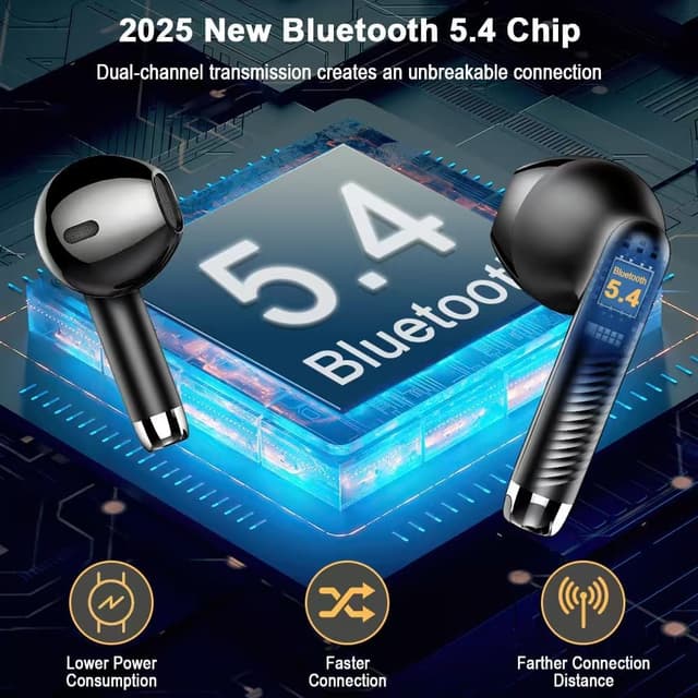 Detalle de Drsaec Bluetooth 5.4 In-Ear-Kopfhörer mit 4 ENC-Mikrofonen, 56 Std. Akkulaufzeit und IPX7