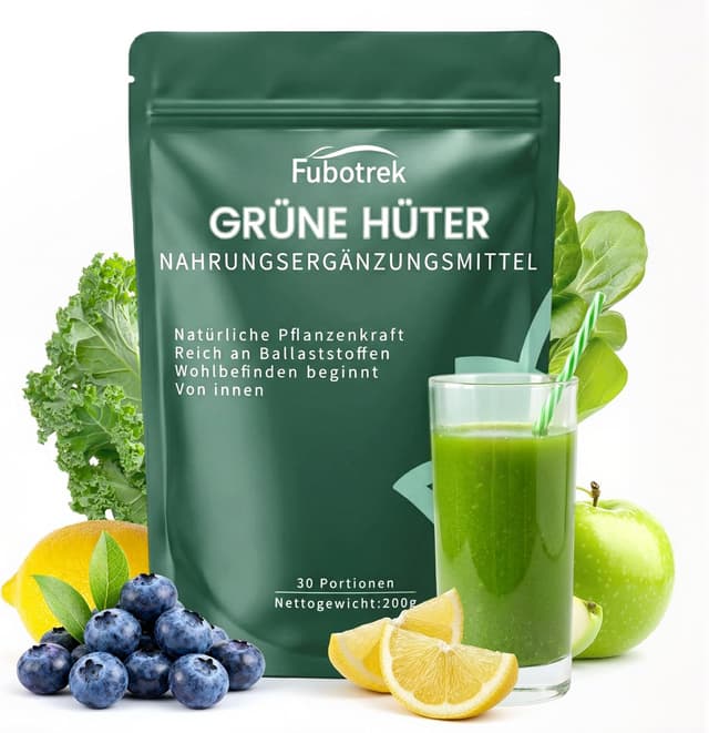 Detalle de Grüner Helper „Grüne Entgiftungspulver“ (200 g) – Superfood-Pulver mit Matcha, Gerstengras, Spirulina & Heidelbeeren, vegan