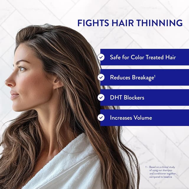 Detalle de Routine Wellness Anti-Thinning Shampoo & Conditioner Set (Biotin DHT Blocker) — Jasmine & Orange Blossom, Color-Safe (Pack of 2)