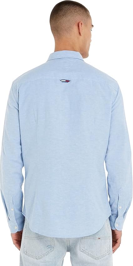 Detalle 2 de Tommy Jeans Tjm Slim Stretch Oxford Shirt Camisa oxford azul para hombre