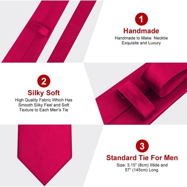 Detalle 1 de URAQT Corbata de Hombre 8cm Color Sólido✂️ para Fiesta y Oficina