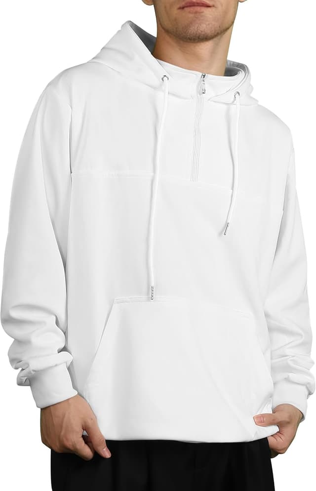 Detalle de Gavliuu Herren Zip Hoodie mit Stehkragen & Doppelkapuze (300 g/m²) – Loose Fit für Frühling, Herbst & Winter