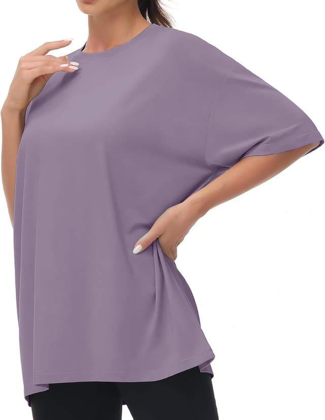 Thumbnail 6 de THE GYM PEOPLE Damen Oversize T-Shirt mit Rundhalsausschnitt (Kurzarm) – Basic aus Baumwolle/ Viskose/ Elastan