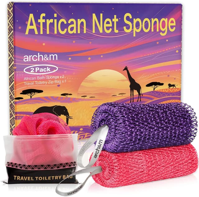 Detalle de ARCH&M African Net Sponge Exfoliator Purple + Pink