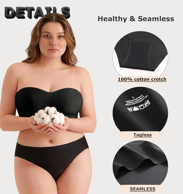 Detalle 2 de FINETOO Seamless Hipster Underwear 6-Pack 🩲