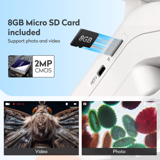 Detalle 2 de MatataStudio MT3-2 digitales HDMI-Mikroskop mit 7-Zoll-USB-LCD, 2 MP CMOS und Foto-/Video-Funktion