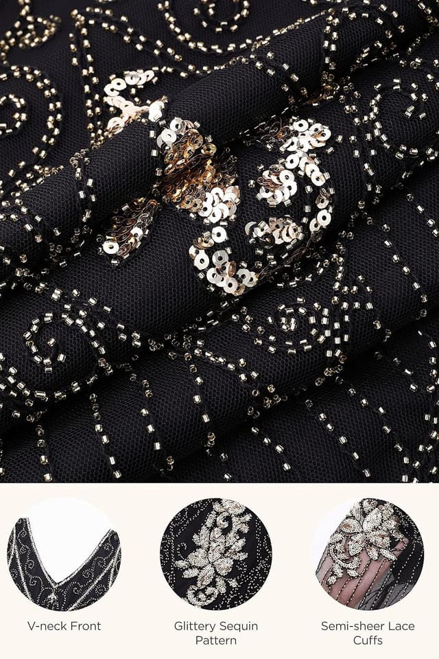 Detalle de Robe flapper pailletée longue 1920