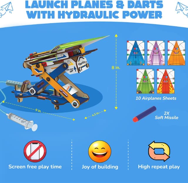 Detalle de Smartivity DIY 2in1 Hydraulic Paper Airplanes & Darts Launcher STEM Toy
