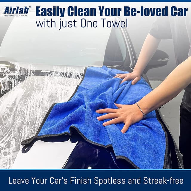 Detalle de Airlab 2X Large Microfibre Car Cleaning Cloths (90x60cm) – 500GSM Dual-Sided Drying Towels for Detailing