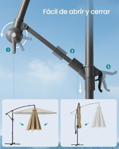 Detalle de SONGMICS Sombrilla en voladizo GPU116K01 de 300 cm con protección UV UPF 50+