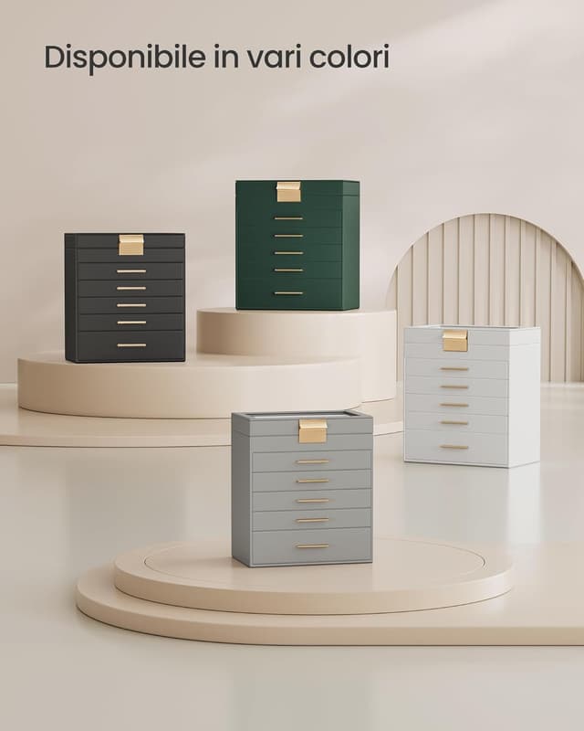 Thumbnail 5 de SONGMICS Scatola Portagioie 6 livelli grigio tortora