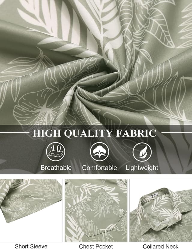 Detalle 2 de COOFANDY Hawaiian shirt floral button-down