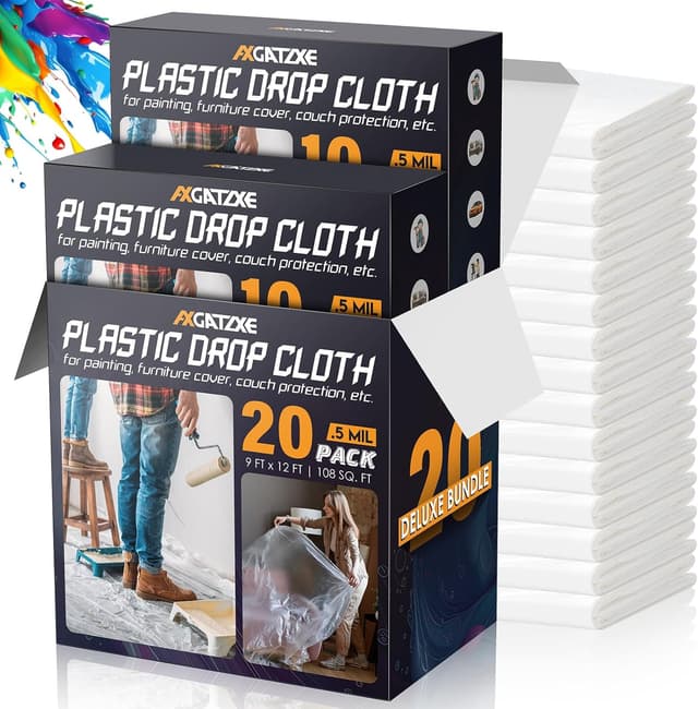 Imagen de 12 x 9 Ft Plastic Sheet Drop Cloths 20-Pack en OfertitasTOP