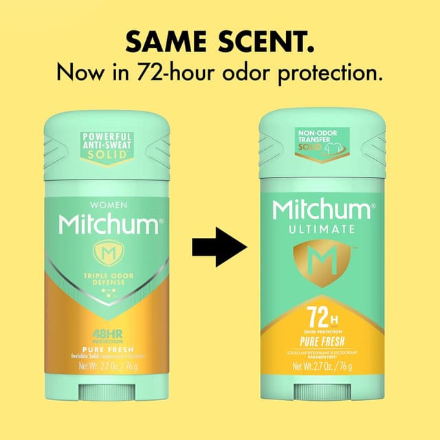 Detalle de Mitchum Ultimate 72H Odor Protection Women’s Invisible Solid Deodorant & Antiperspirant, Pure Fresh, 2-Pack