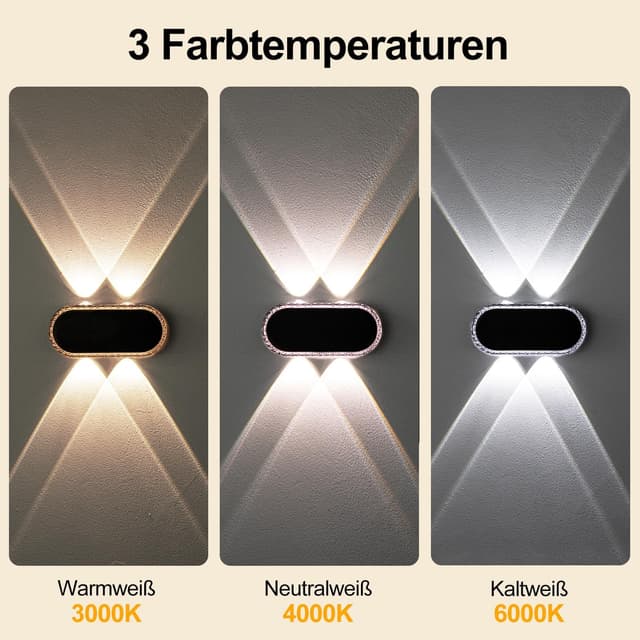 Detalle de Hiromeco Solarlampen für Außen Wand 4er-Set – Solar-Wandleuchten mit doppeltem Up&Down-Licht