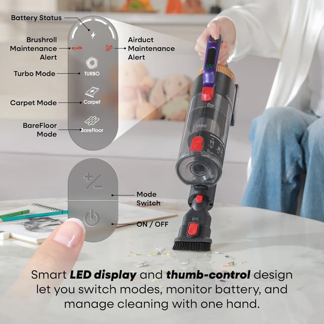 Detalle de UNINELL HOME UV2 cordless vacuum 48KPa