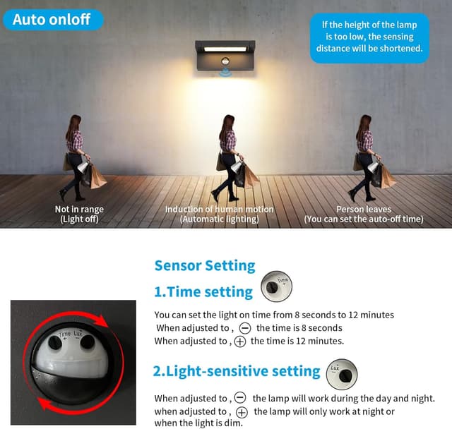 Detalle 2 de Lampada parete LED esterni sensore movimento 22W