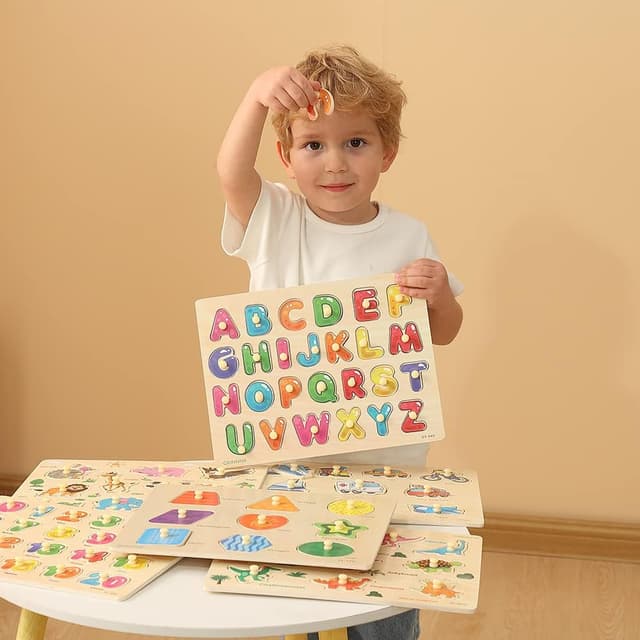 Thumbnail 1 de GRINNNIE Wooden Peg Puzzle 6 Pack 🧩