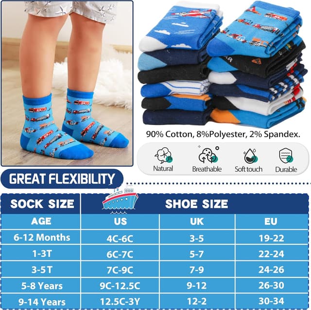 Thumbnail 5 de Welwoos 12 Pairs Non‑Slip Baby Socks