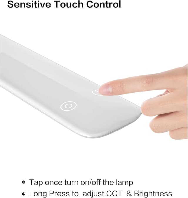 Detalle de HOKONE Lampada da tavolo LED a morsetto dimmerabile con collo d’oca 360° (4 colori, 10 livelli) – Bianca