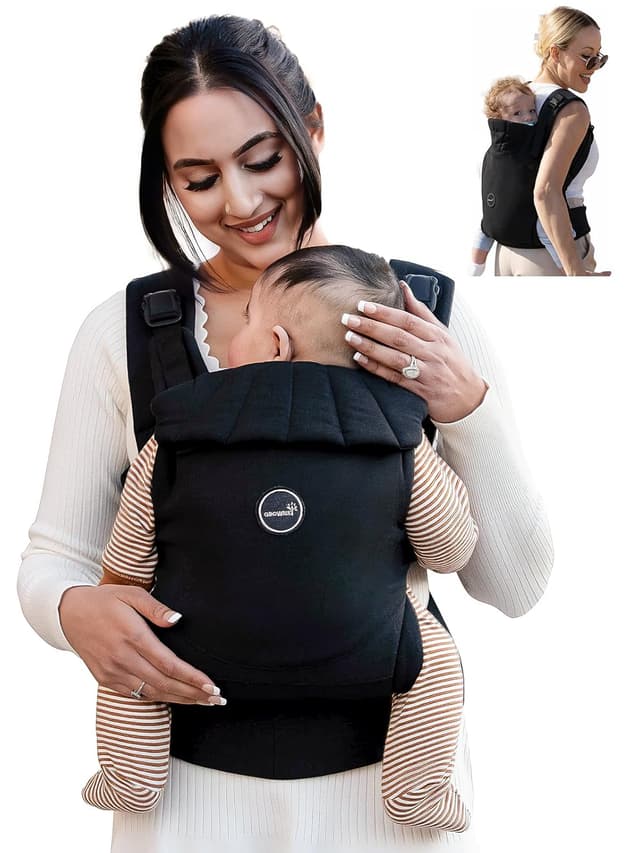 Detalle de GROWNSY Babytrage mit Ein-Klick-Schnalle und Kopfstütze (3–20 kg) – ergonomisch & leicht in Schwarz