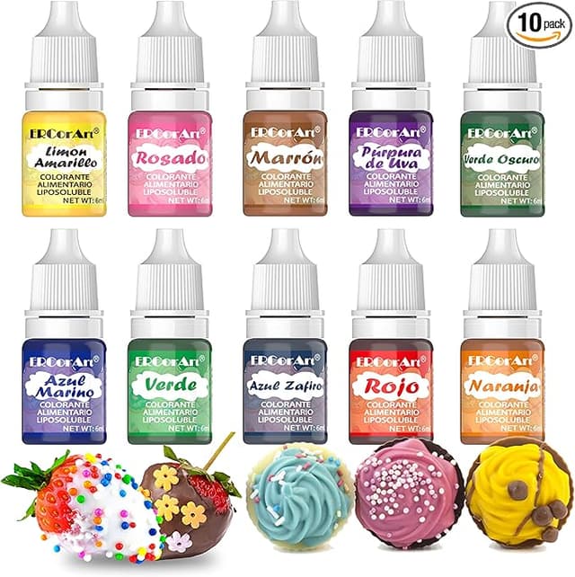 Imagen de ERCorArt Colorante Liposoluble para Chocolate 🌈 10 Colores Concentrados en OfertitasTOP