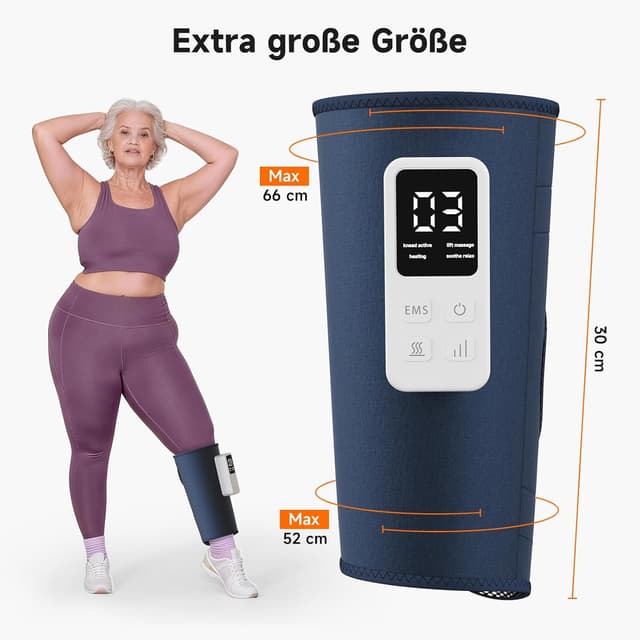 Detalle de Kabelloses Wadenmassagegerät mit EMS, Heizung & Luftkompression – wiederaufladbar, 3 Modi