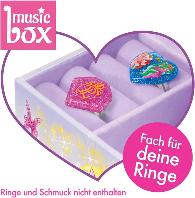 Detalle 2 de MUSIC BOX Fairy Spieluhr mit Melodie – Mädchen-Schmuckkästchen mit drehbarer Fee, Spiegel & Schublade