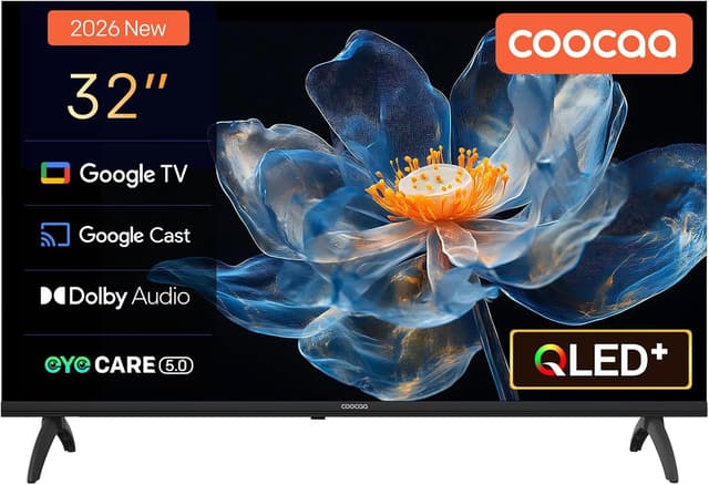 Detalle de coocaa Smart TV 32 Zoll (80 cm) QLED-HD mit Google TV, HDR10 & Dolby Audio