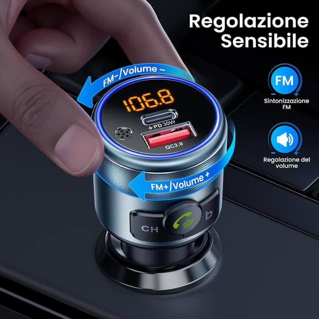 Thumbnail 3 de GizmoVine Trasmettitore FM per auto con Bluetooth 5.3