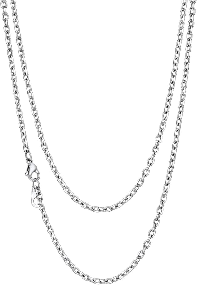 Detalle de Richsteel Herren Halskette ROLO aus Edelstahl – Rolokette in Silber/Schwarz/Gold, Breite 3/5/7/9/12 mm, Längen 46–76 cm