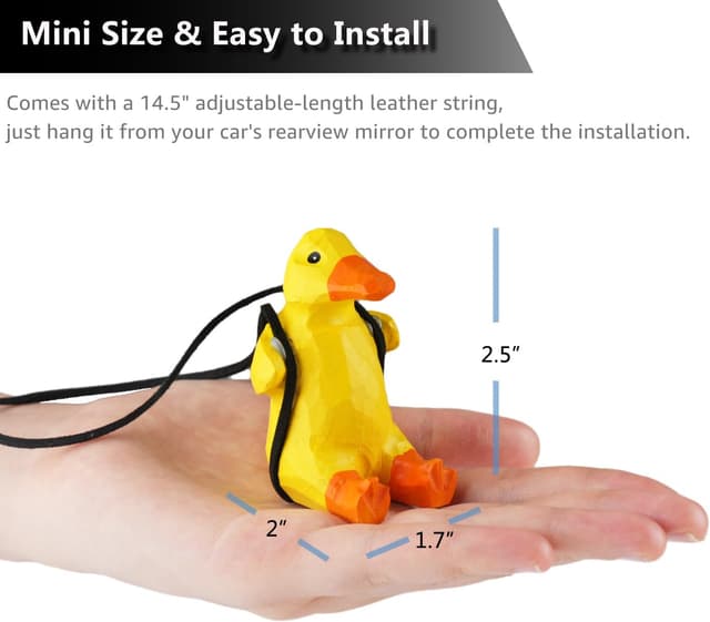 Detalle 2 de Handmade Wooden Duck Car Ornament 2.5 Inch