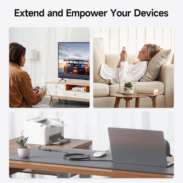 Detalle de Cable Matters 5Gbps Long USB Extension Cable (10ft) — USB 3.0 Male to Female Extender for Webcam, VR, Printer, Hard Drive, Black