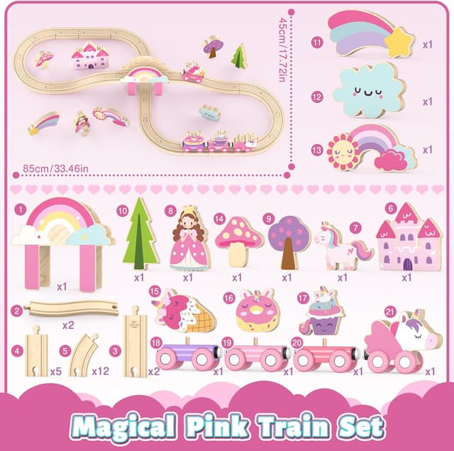 Thumbnail 6 de Lehoo Castle Unicorn Wooden Train Set for Ages 3–6 🚂