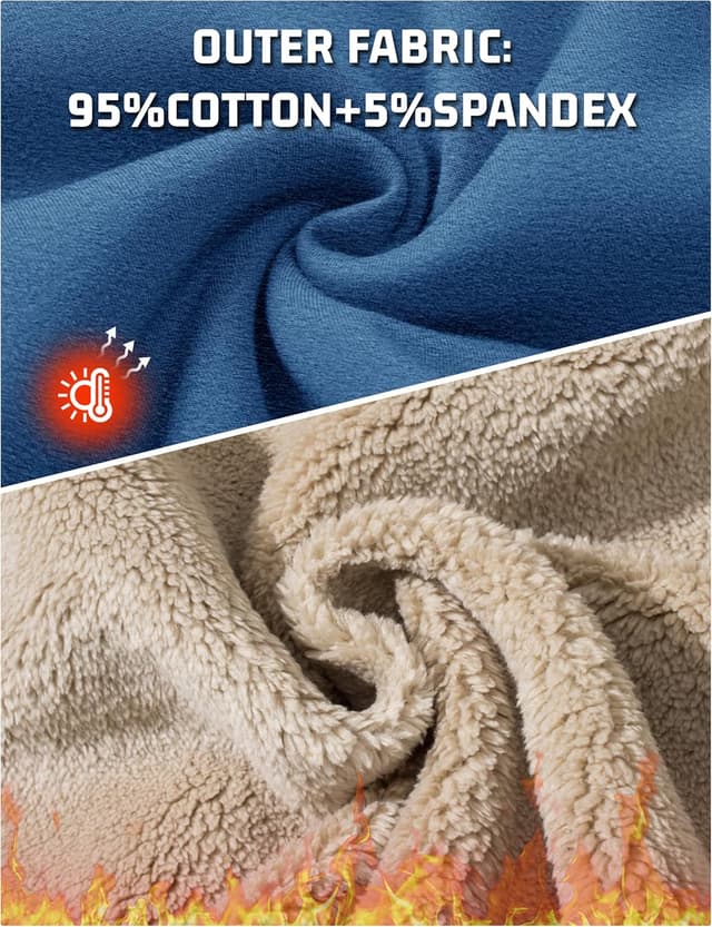 Detalle de KEFITEVD Men’s Fleece-Lined Pullover Jumper Sweatshirt (Crew Neck)