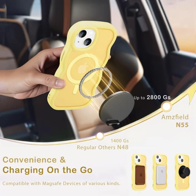 Detalle 2 de Amzfield Magnetic Case for iPhone 15 Plus / 14 Plus (MagSafe Compatible) – Butter Yellow