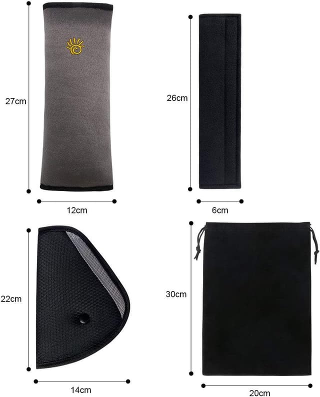Detalle 2 de URAQT 3 pz imbottiture per cintura di sicurezza auto, cuscino cintura grigio per adulti e bambini