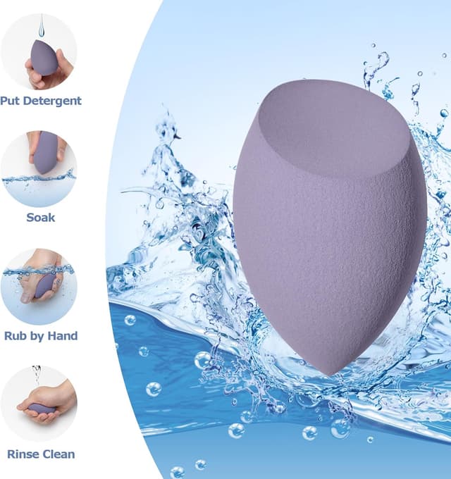 Detalle 2 de 8 pièces d’éponges de maquillage pour fond de teint (3 formes) — Violet