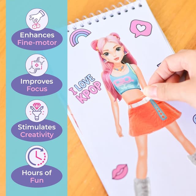 Detalle de BSCOOL Sticker Dress Up K-Pop Activity Book for Kids (Ages 5+) with Removable Stickers and Guides