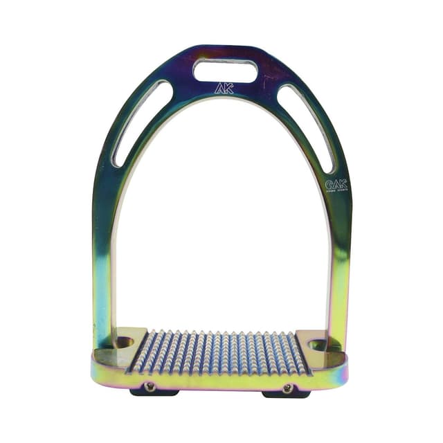 Detalle de AK ultra-light aluminium equestrian stirrups with coated colours (4.75in sole, multi)