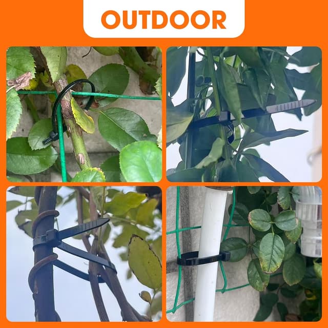 Detalle 2 de Amyu 6-Inch Black Cable Ties (1000 Pack) 150mm Nylon Zip Ties, 40lb UV-Resistant