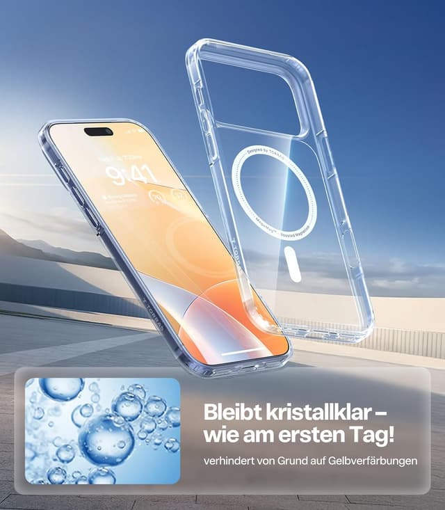 Detalle 2 de Torras Ultra Dünn Hülle für iPhone 17 Pro Max mit MagSafe (19N), transparent & soft-touch
