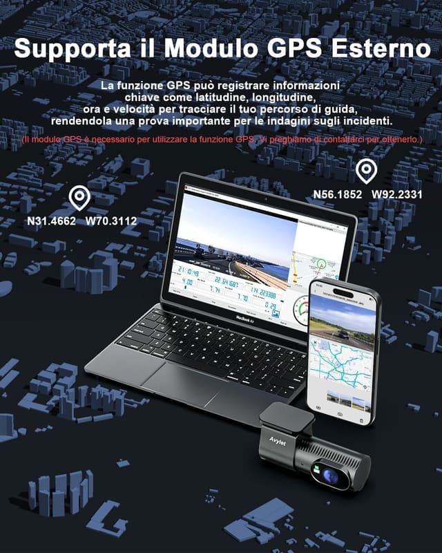 Thumbnail 5 de Avylet Dash Cam Auto 4K doppia lente 170°