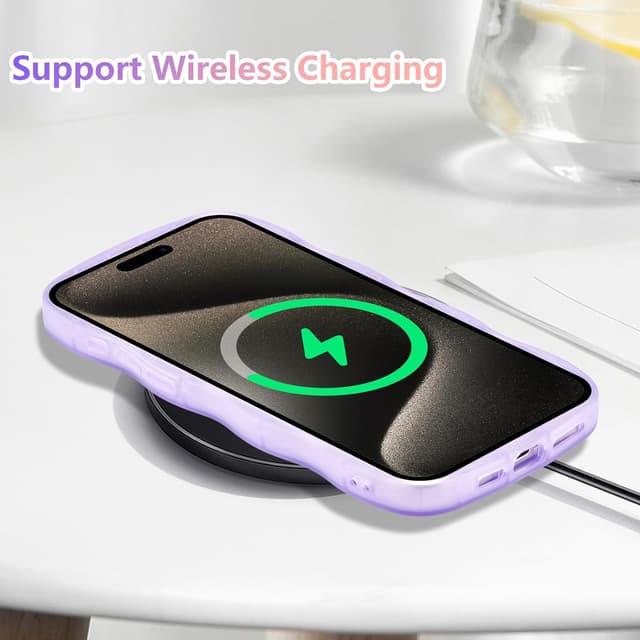 Detalle de ZTOFERA Handyhülle für iPhone 14 Pro (6,1") – transparente TPU-Schutzhülle mit Wellenrahmen und Sternen-Design, violett