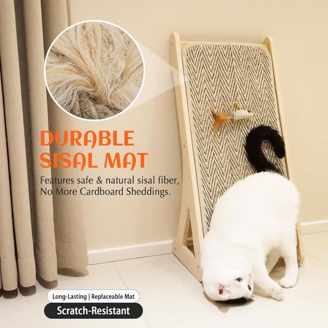 Detalle 1 de PETKARAY griffoir pour chat en forme de L avec sisal naturel et herbe à chat